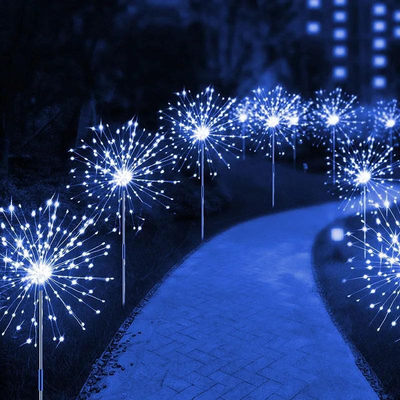 Multicolor Solar Firework LED Garden Lights - Bendable Copper Wire, IP64 Waterproof