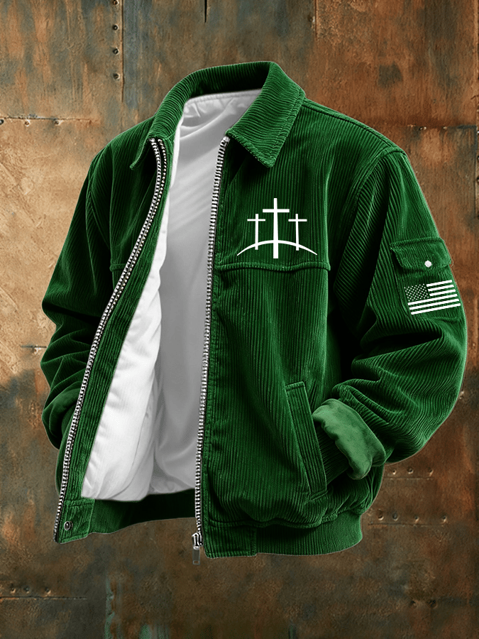 Faith Print Corduroy Casual Jacket