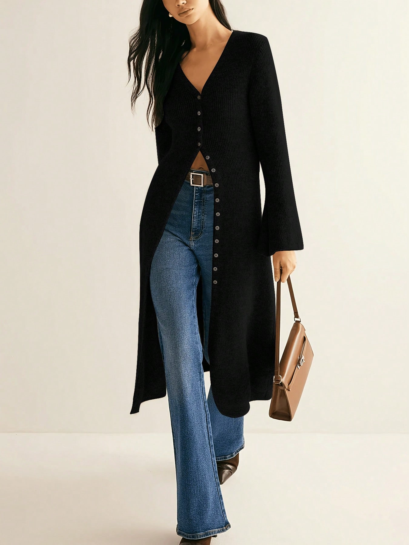 Shaped Knitted Cardigan Dress