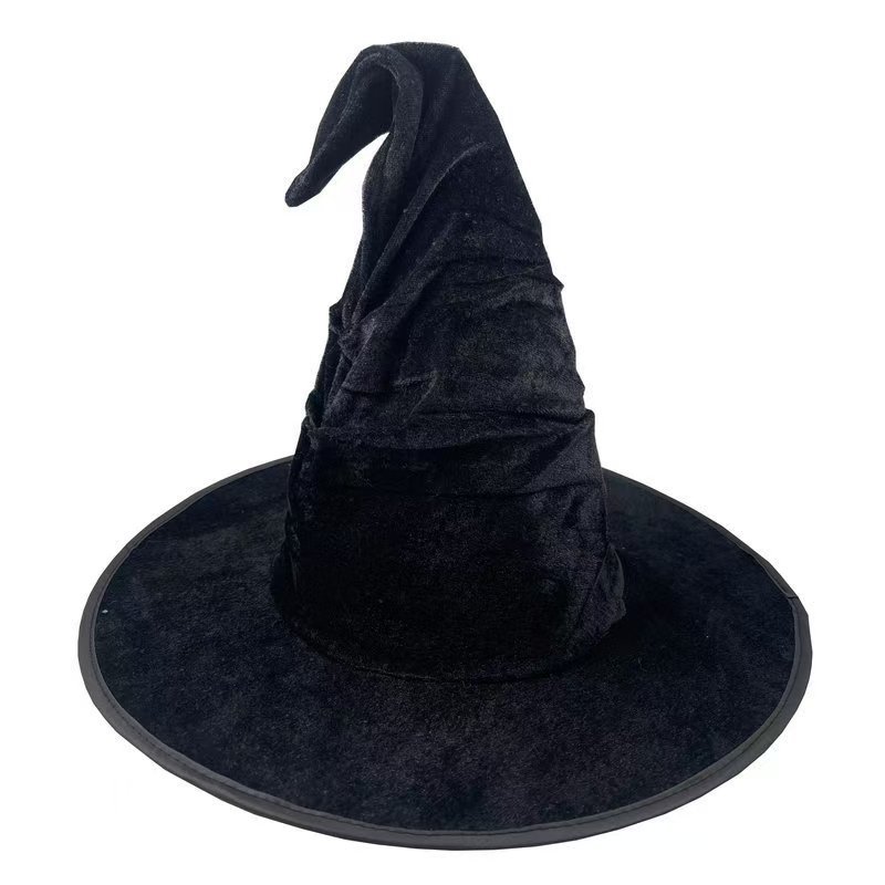 Halloween Witch Hat, Velvet Witch Hat, Twisted Witch Hat, Pleated Witch Hat, Halloween Party Props