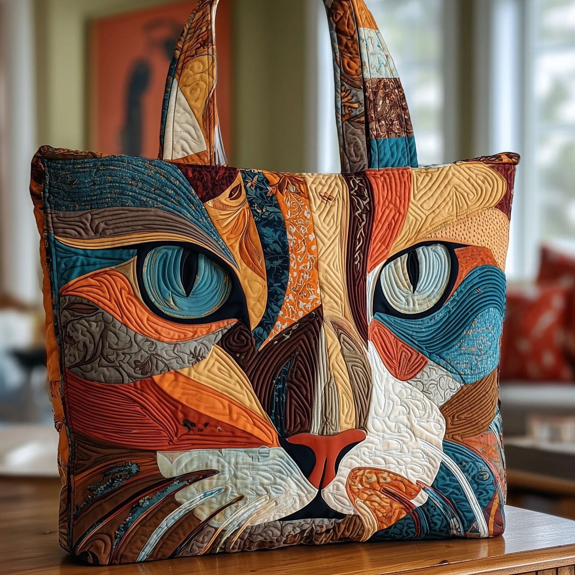 3D New Canvas Women Cat Print Tote Shoulder Bag