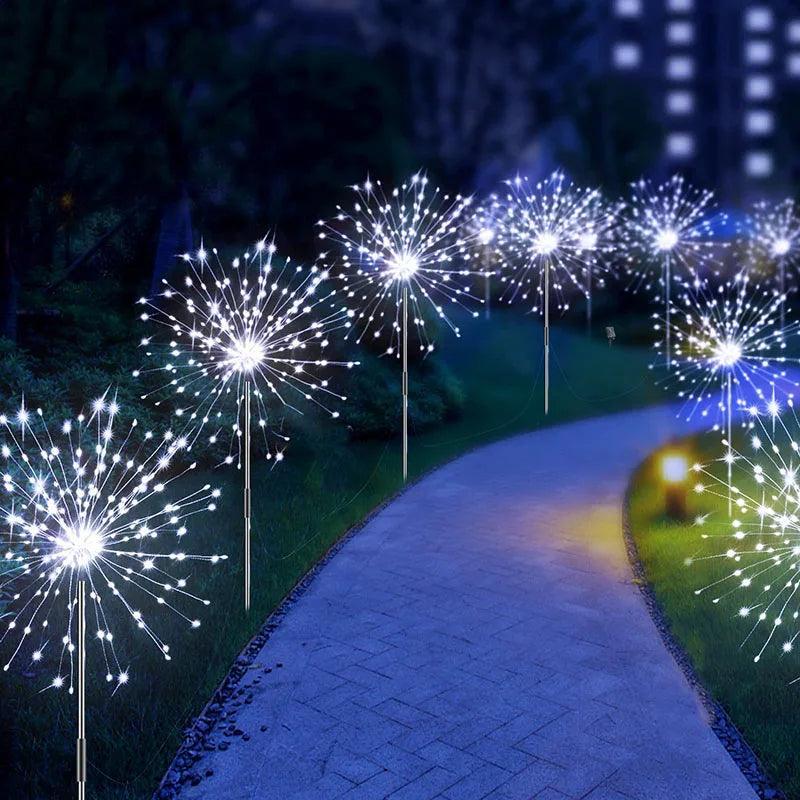Multicolor Solar Firework LED Garden Lights - Bendable Copper Wire, IP64 Waterproof