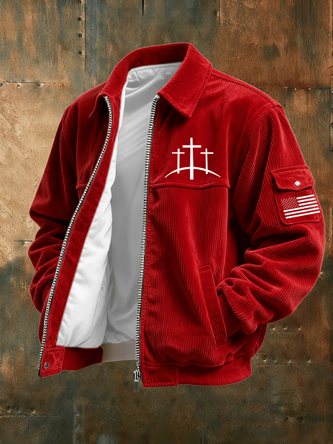 Faith Print Corduroy Casual Jacket