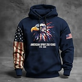 America's 250th Anniversary Men's Hoodie Pullover Hoodie Festival Black Navy Blue Khaki Army Green 3D Print Winter Spring &  Fall Designer S M L XL 2XL 3XL