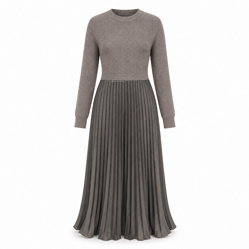 🌸LAST DAY SALE: ONLY 35.99!!✨ Effortless Elegance | Women's Pleated Round-Neck Maxi Dress 🌟