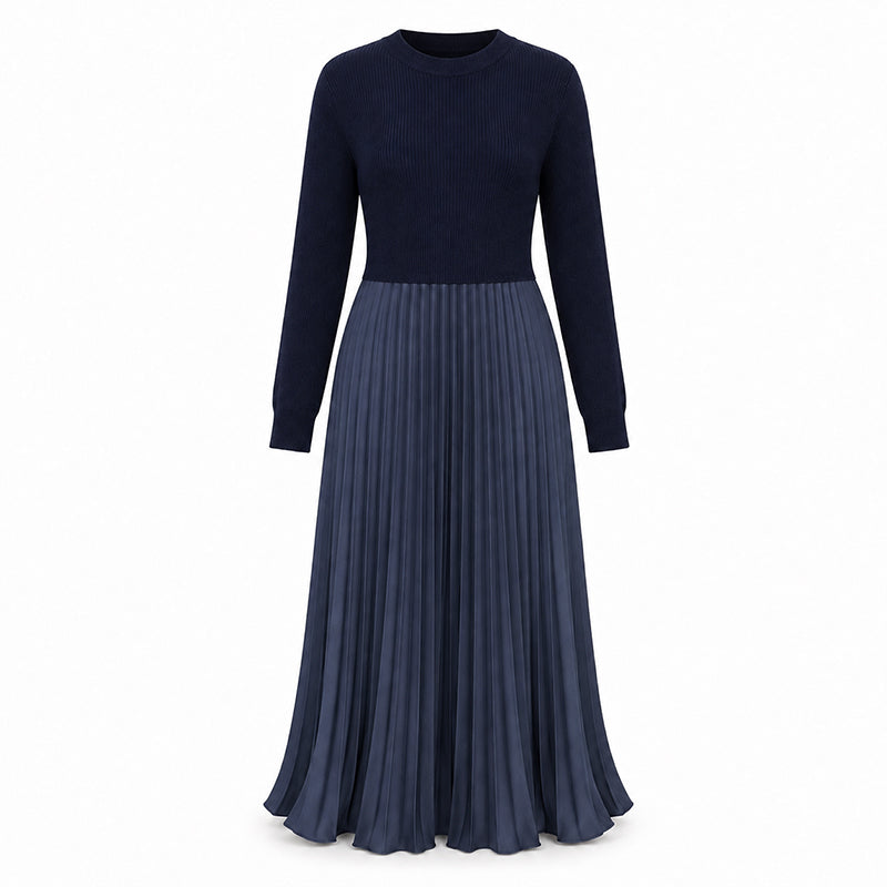 🌸LAST DAY SALE: ONLY 35.99!!✨ Effortless Elegance | Women's Pleated Round-Neck Maxi Dress 🌟