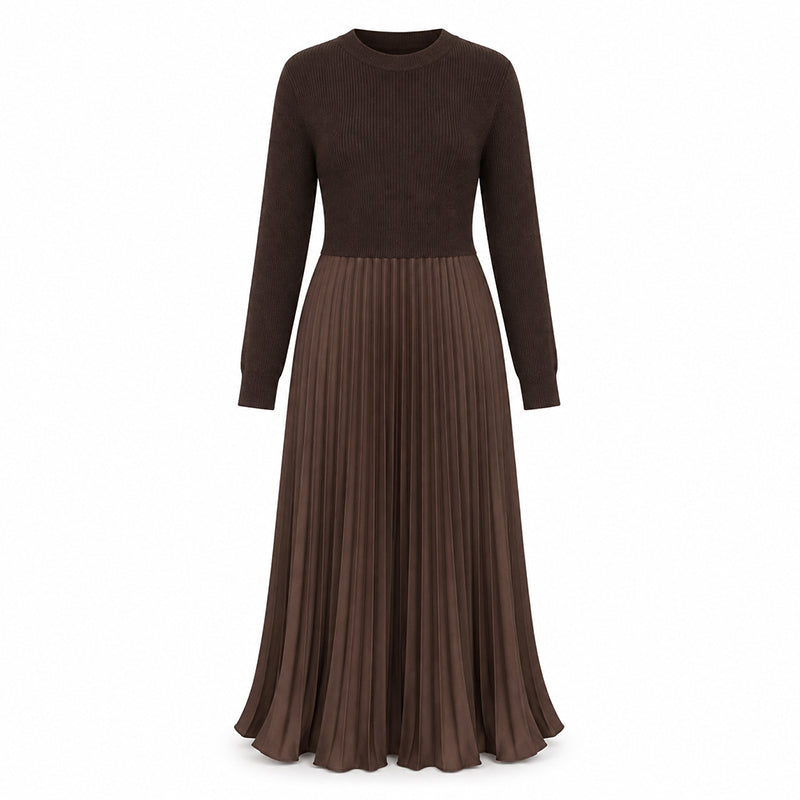 🌸LAST DAY SALE: ONLY 35.99!!✨ Effortless Elegance | Women's Pleated Round-Neck Maxi Dress 🌟