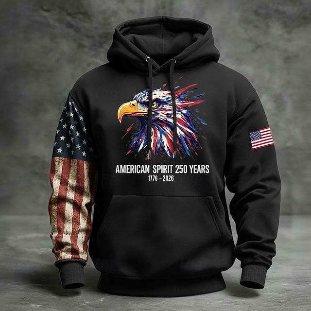 America's 250th Anniversary Men's Hoodie Pullover Hoodie Festival Black Navy Blue Khaki Army Green 3D Print Winter Spring &  Fall Designer S M L XL 2XL 3XL