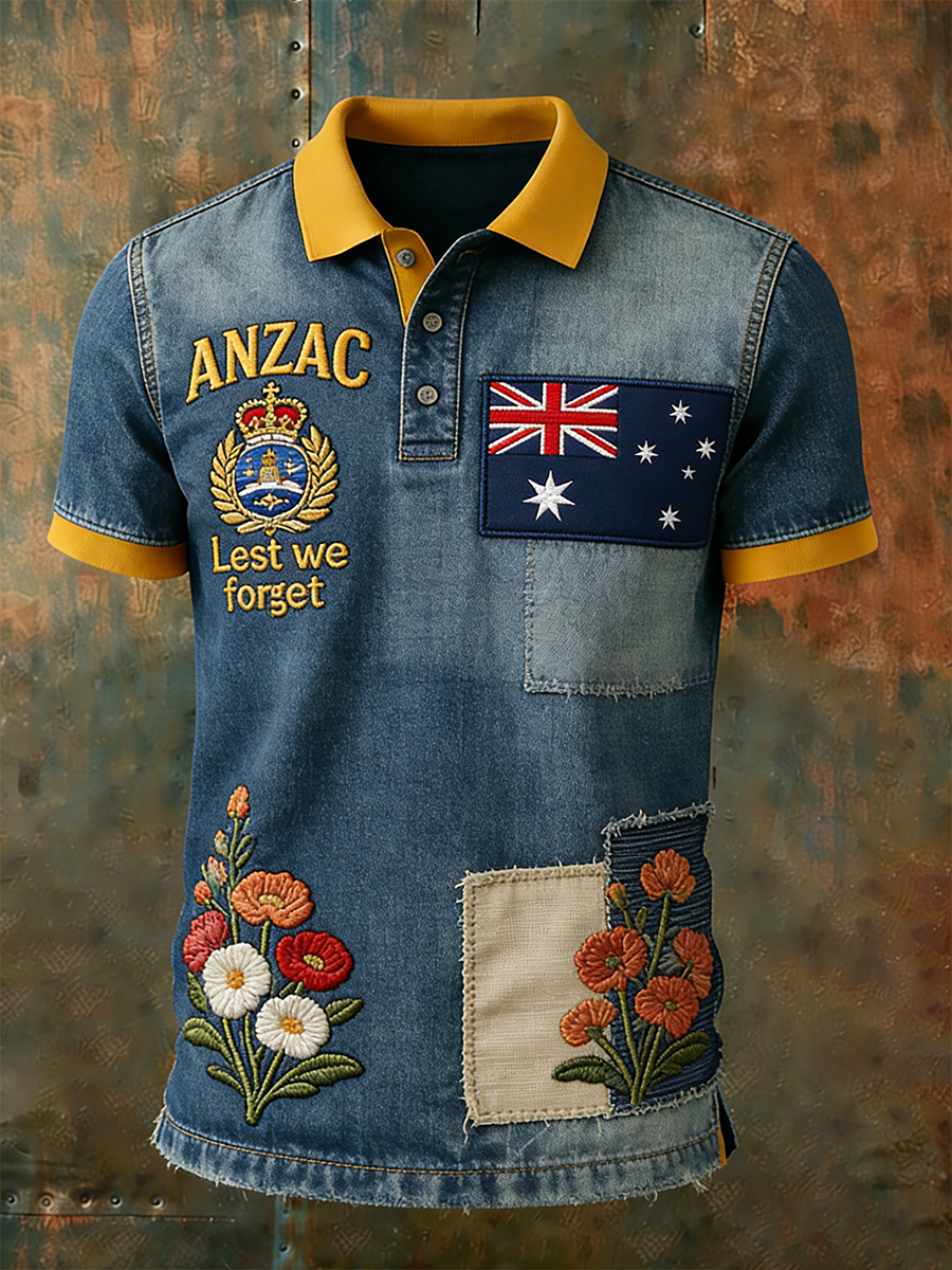 Retro Australian ANZAC Day Commemorative Polo Shirt