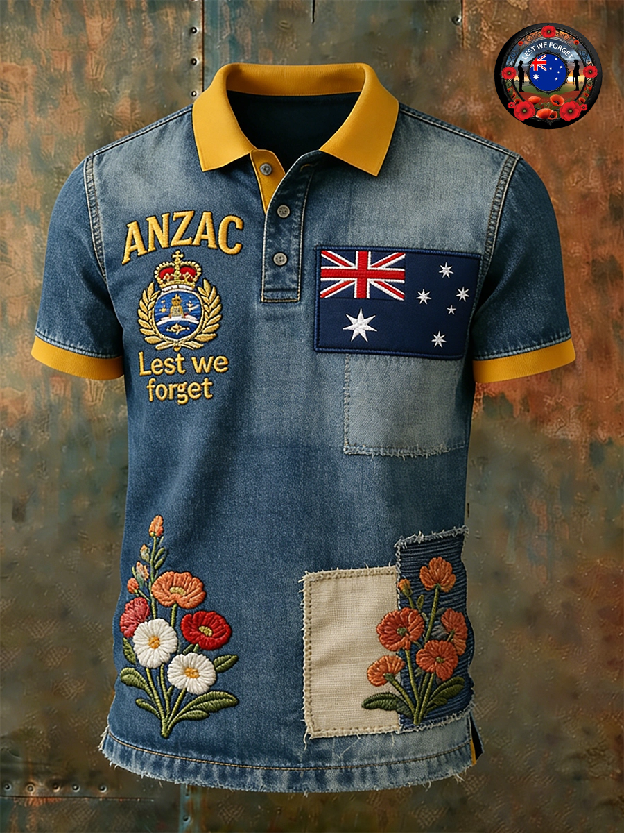 Retro Australian ANZAC Day Commemorative Polo Shirt