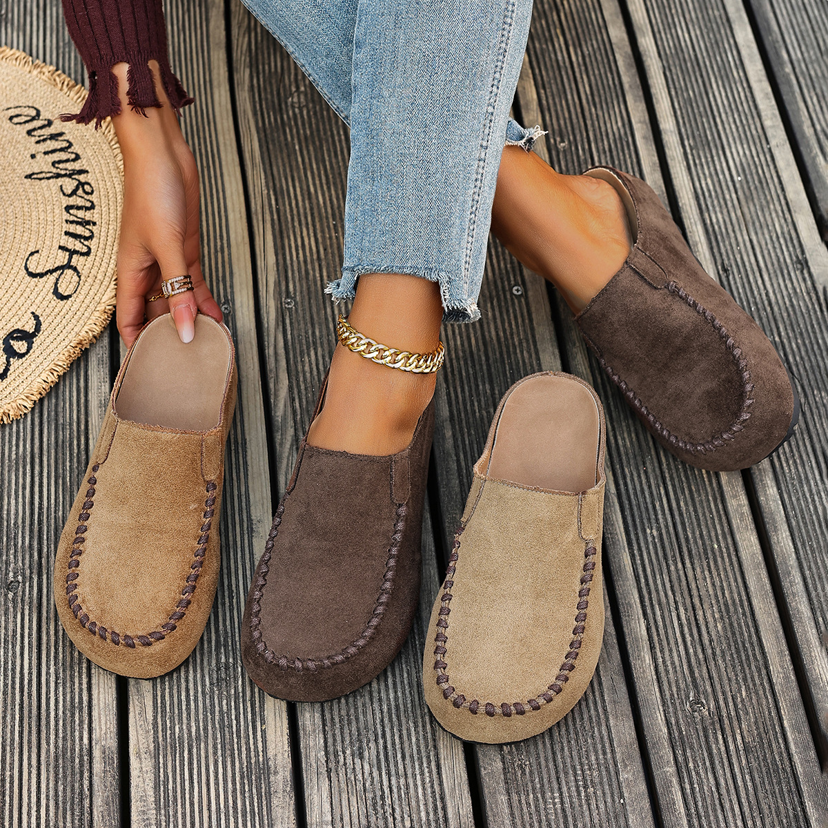 Vintage stílusú női ortopéd bőr papucs 👡✨