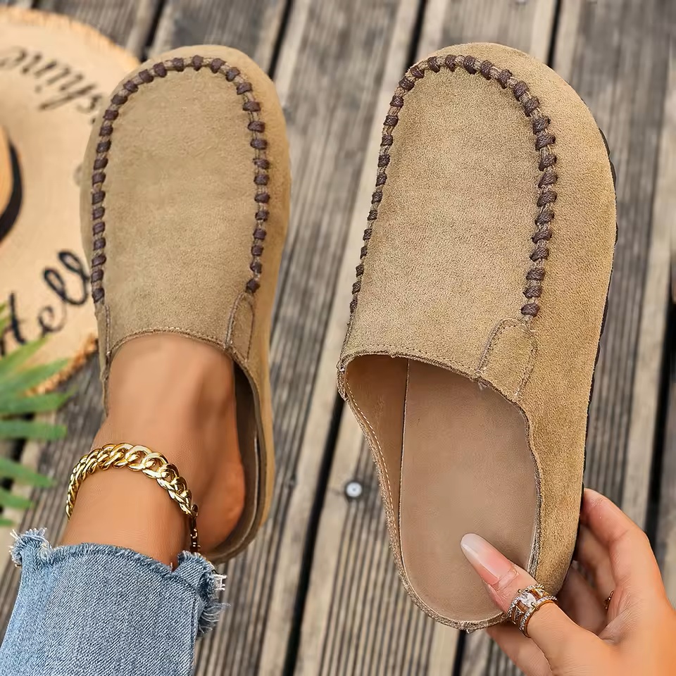 Vintage stílusú női ortopéd bőr papucs 👡✨