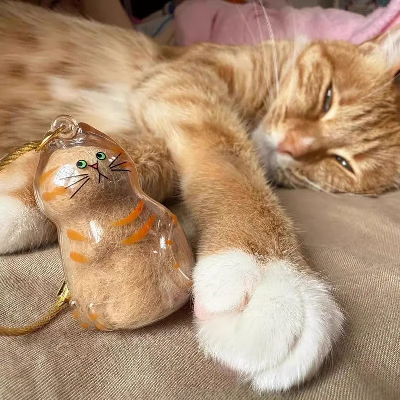 🐾🐶🐱 Átlátszó Kisállat Szőr Emlék Kapszula Kulcstartó 💕