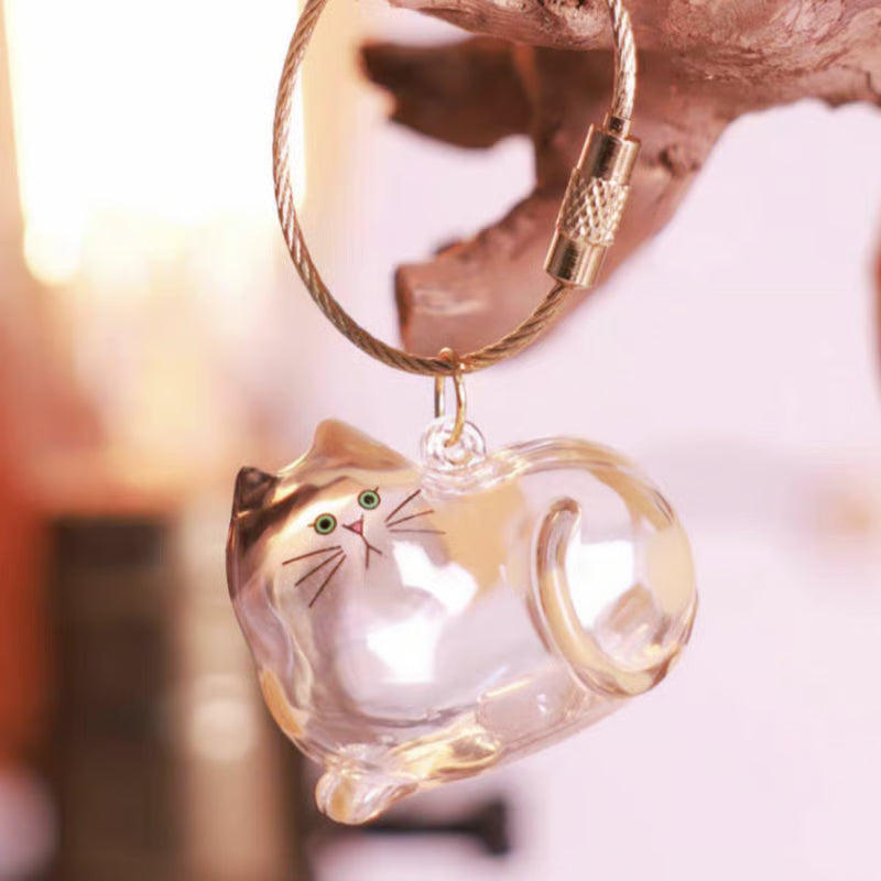 🐾🐶🐱 Átlátszó Kisállat Szőr Emlék Kapszula Kulcstartó 💕