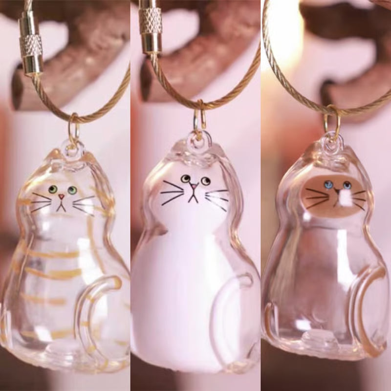 🐾🐶🐱 Átlátszó Kisállat Szőr Emlék Kapszula Kulcstartó 💕