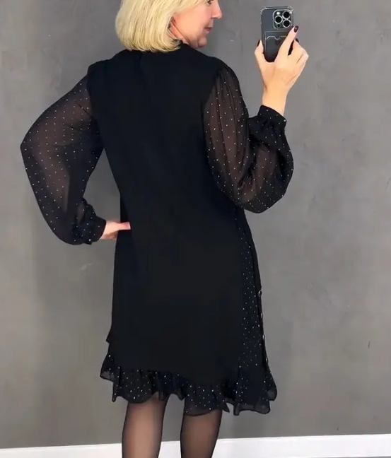 👗Egyszínű női ruhák kerek nyakkivágással és kristálydíszítéssel ✨