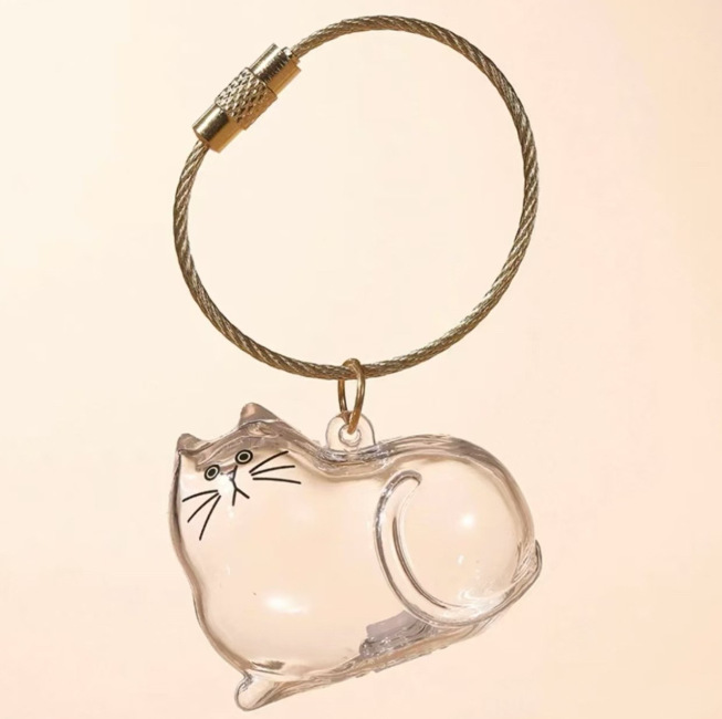 🐾🐶🐱 Átlátszó Kisállat Szőr Emlék Kapszula Kulcstartó 💕