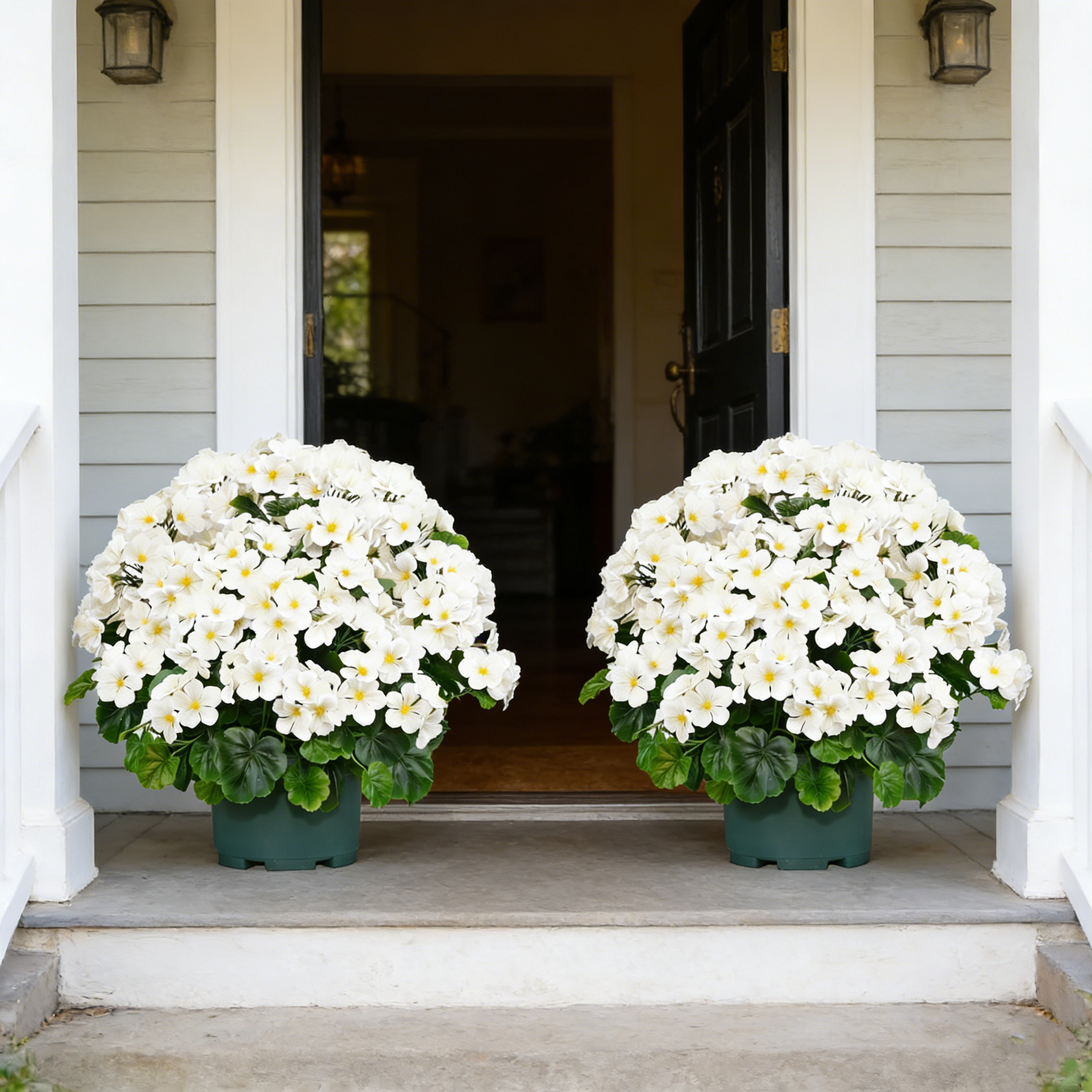 🌸Lush, UV-Resistant Artificial Geraniums – Real Look, No Maintenance! 🌞🏡💐