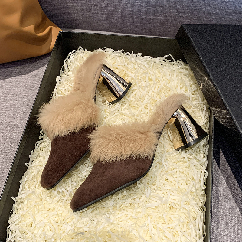 ❄️ Пухкави зимни плетени обувки 👢 със 7см ток ✨ и самурена подплата 🦊