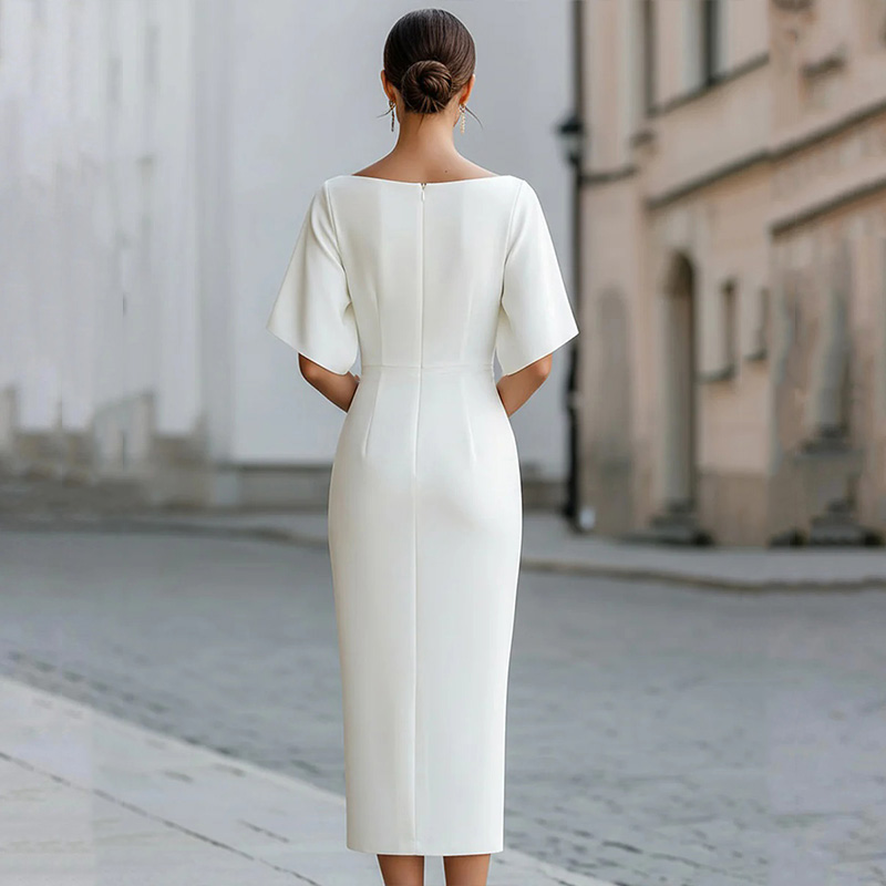 Elegant Waist Slimming Midi Dress