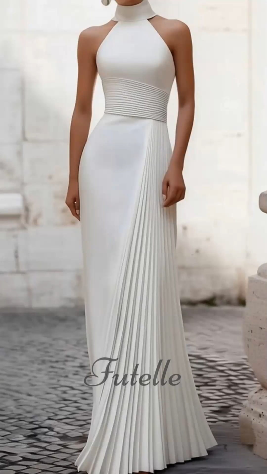 Elegant Retro Sloping Shoulder Irregular Pleated Dress