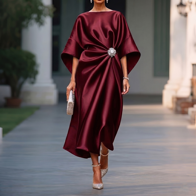 Elegant Solid Color Midi Dress