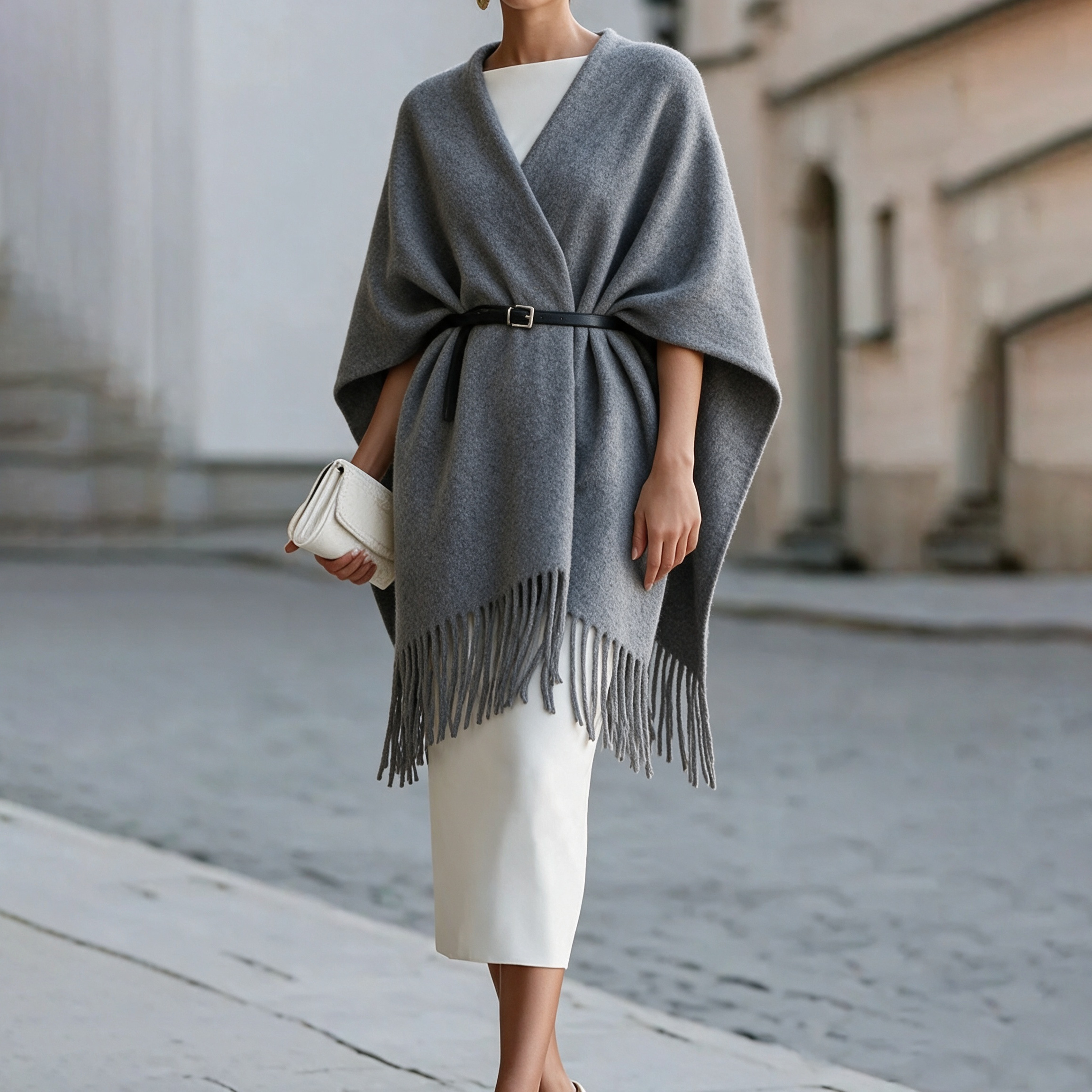 Solid Color Tassel Shawl