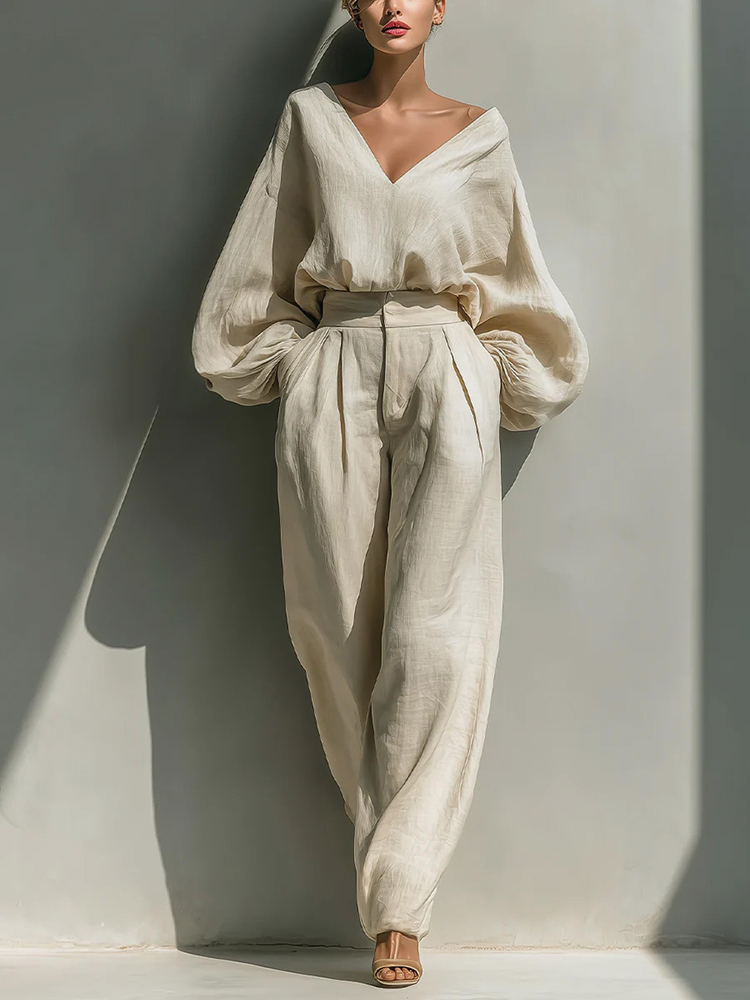Loose Vintage Linen Two-piece Set