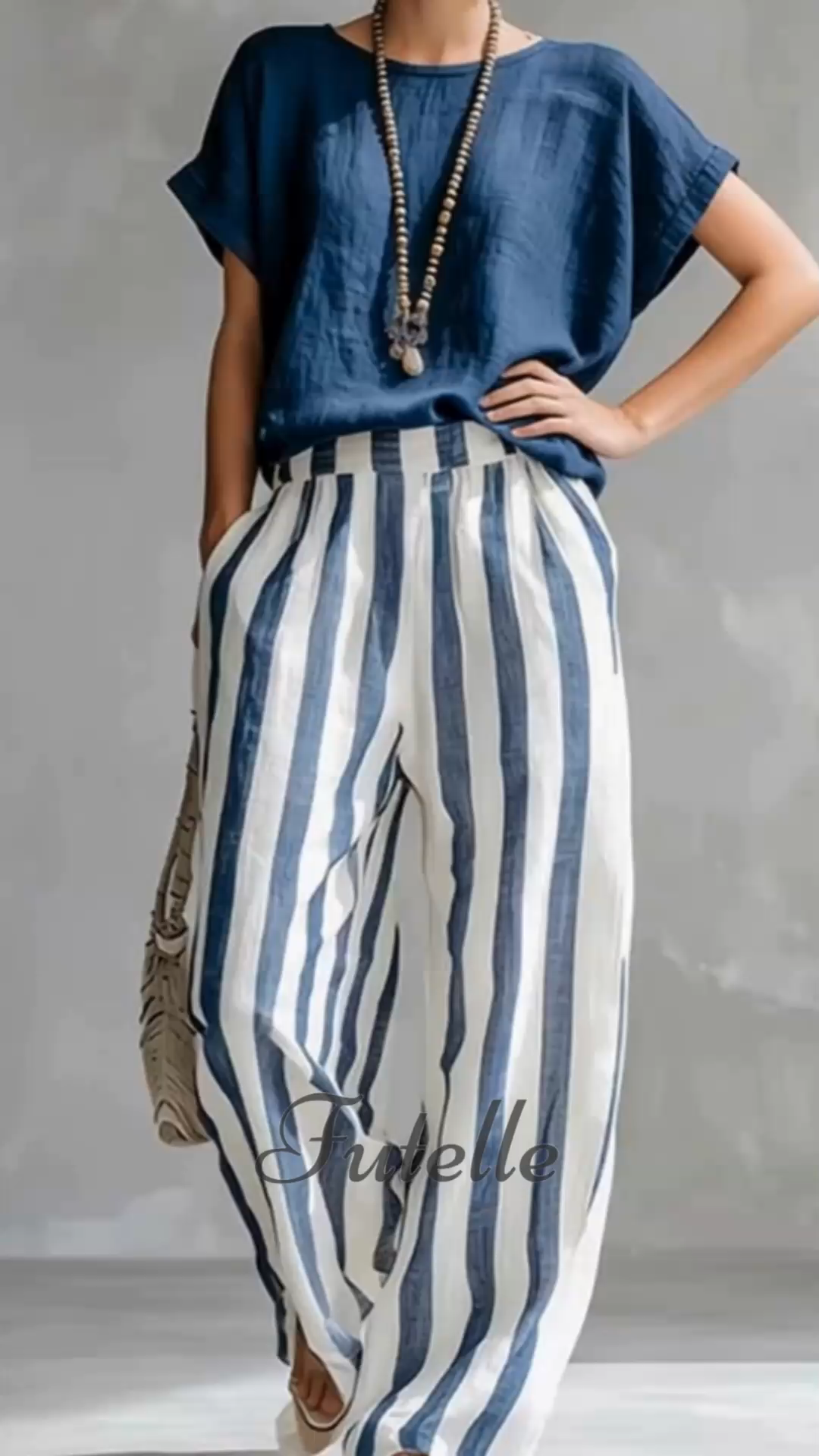 Classic Striped Linen Two-piece Set