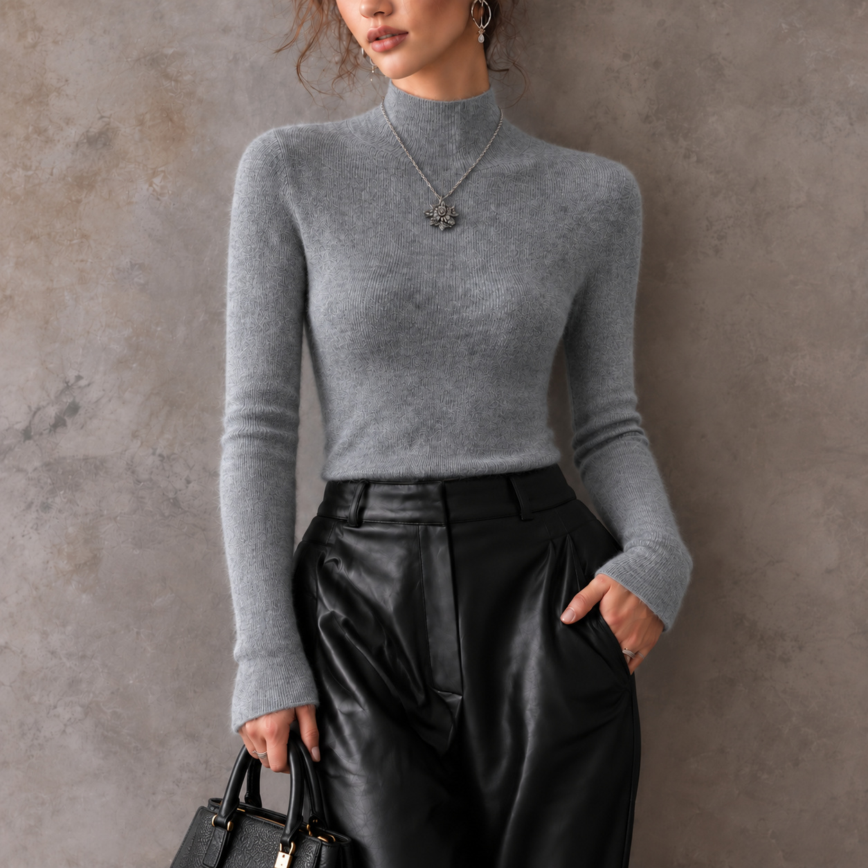 Elegance Long-seeved Cashmere Knit Top