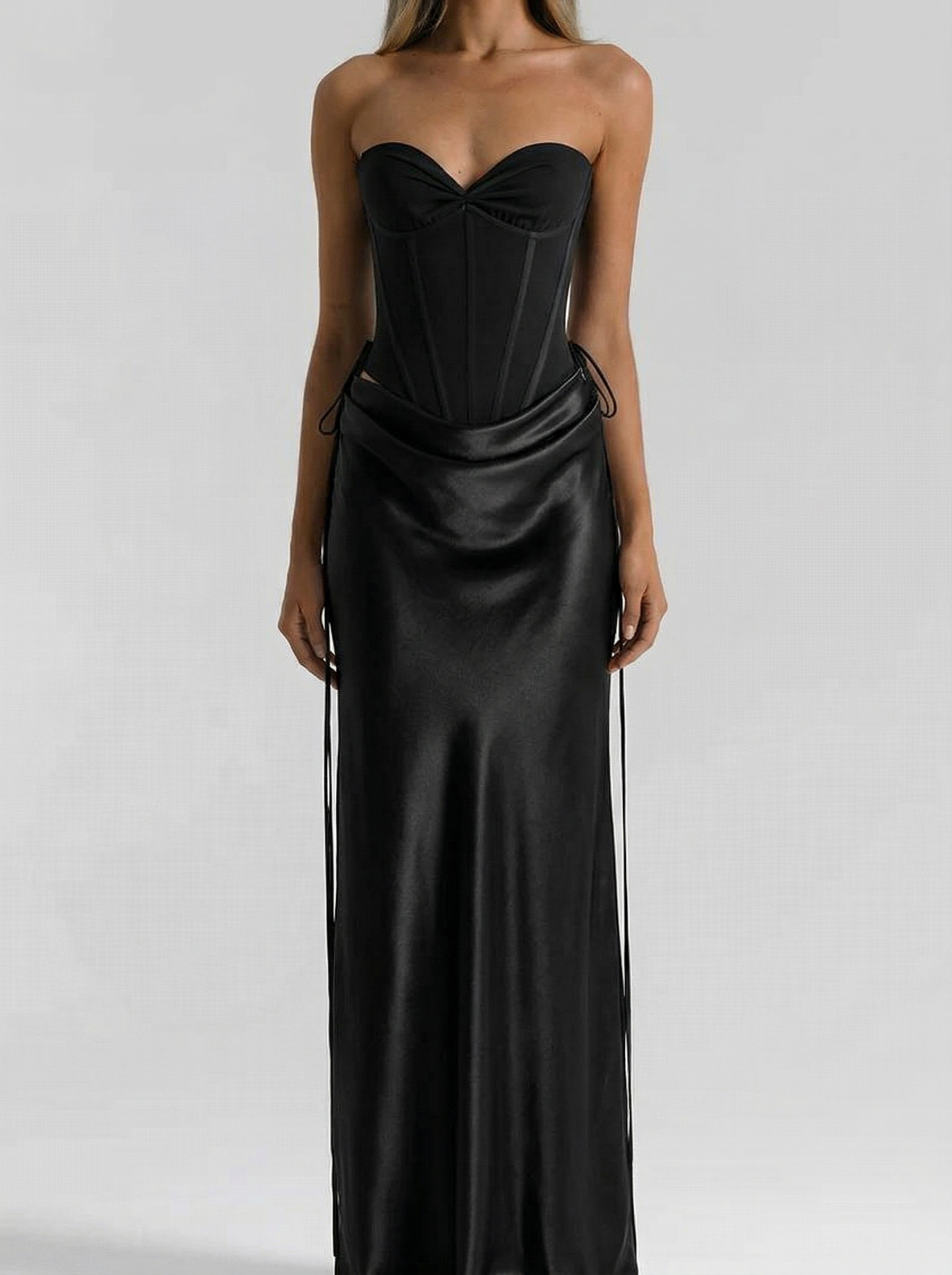 Solid Color Slim Fit Bandeau Jumpsuit And Skirt Two-piece Set