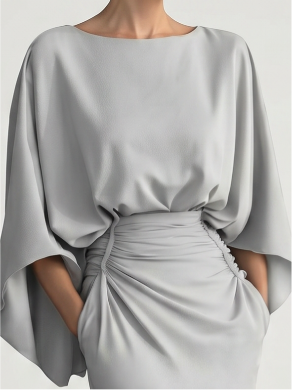 Elegant Backless Pleated Slim Fit Dress