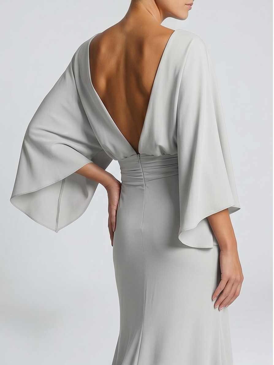 Elegant Backless Pleated Slim Fit Dress