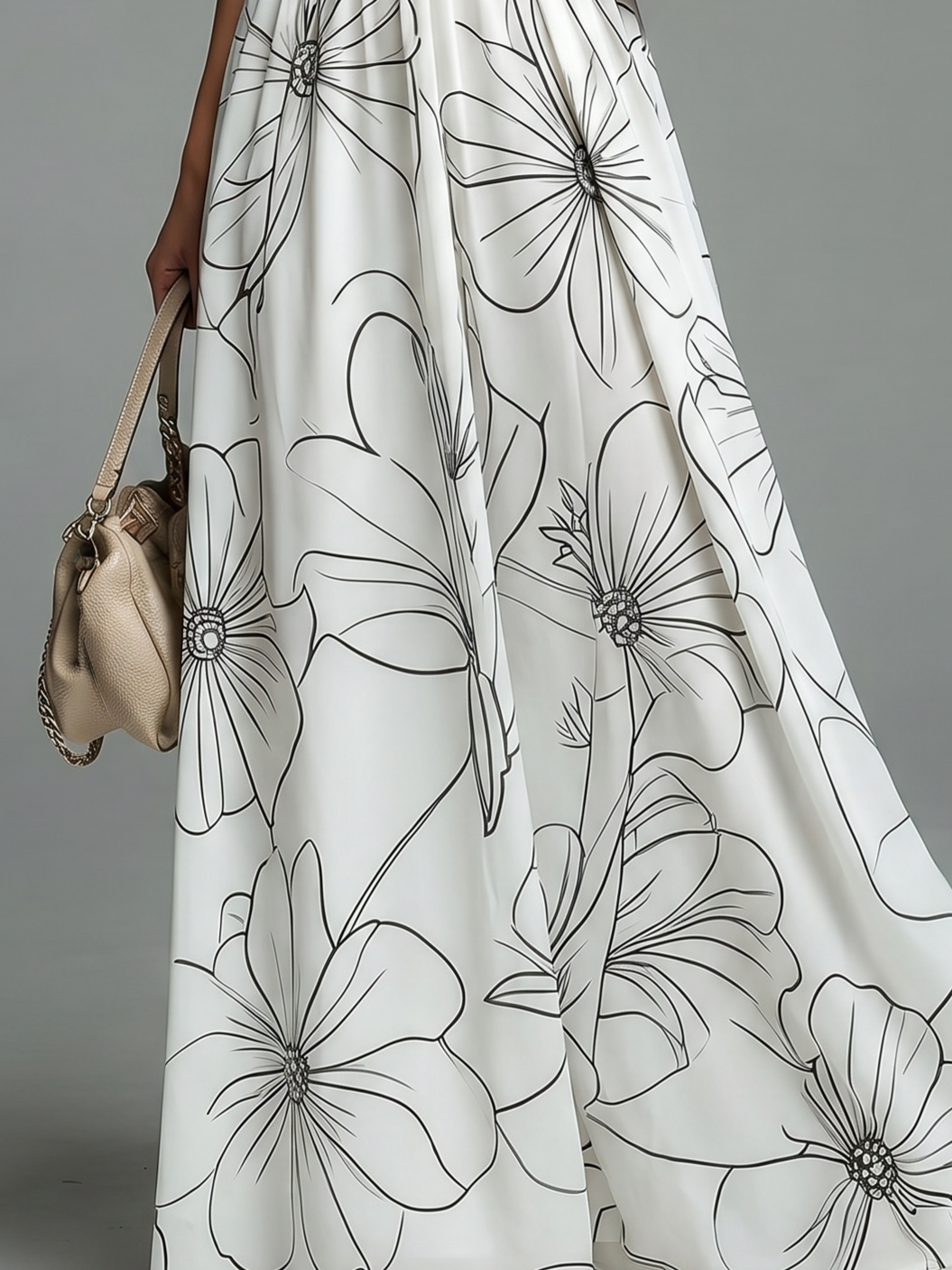 Women's Fashion Flowers Print  V-neck Halter Neck Dress