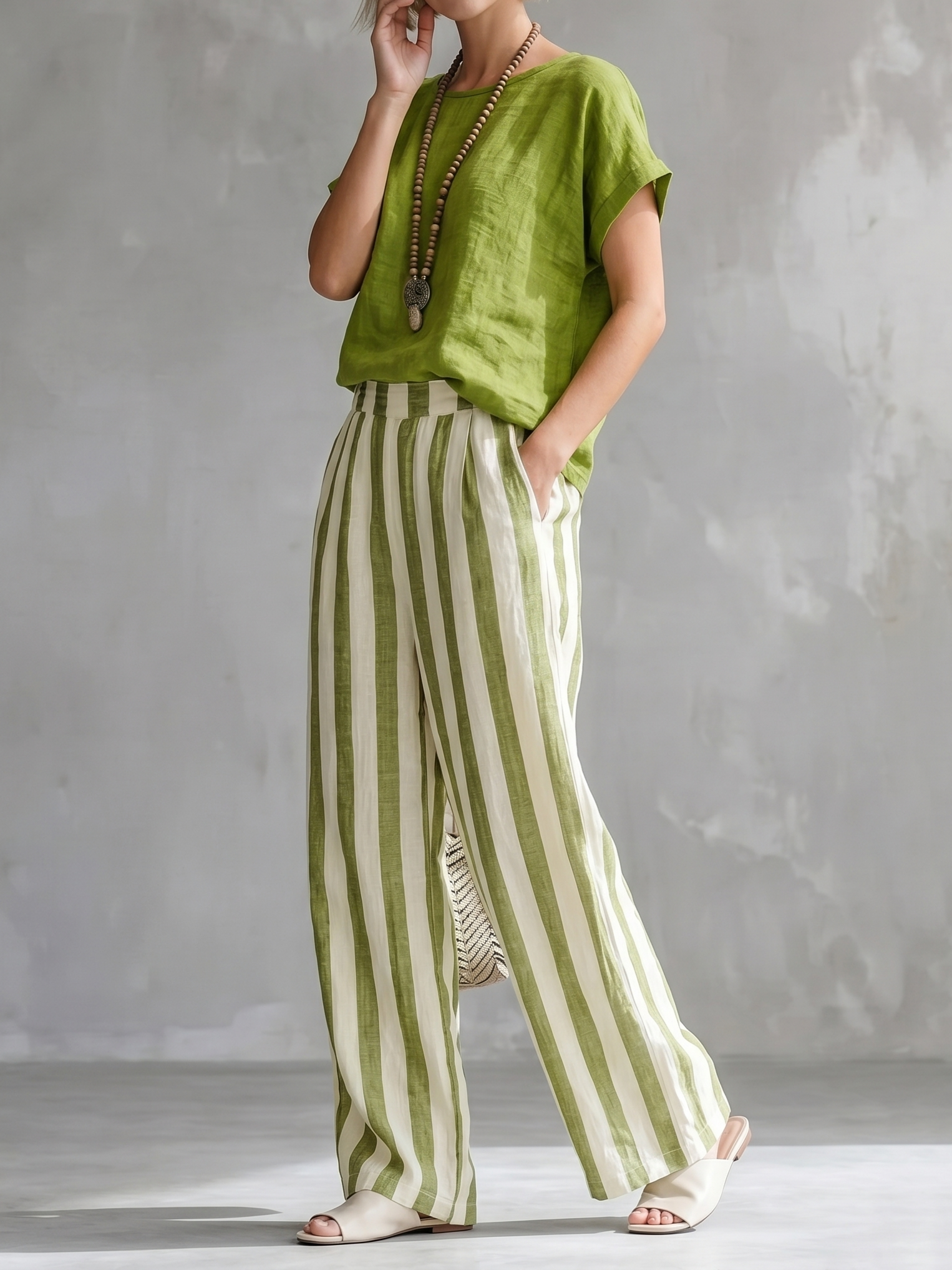 Classic Striped Linen Two-piece Set