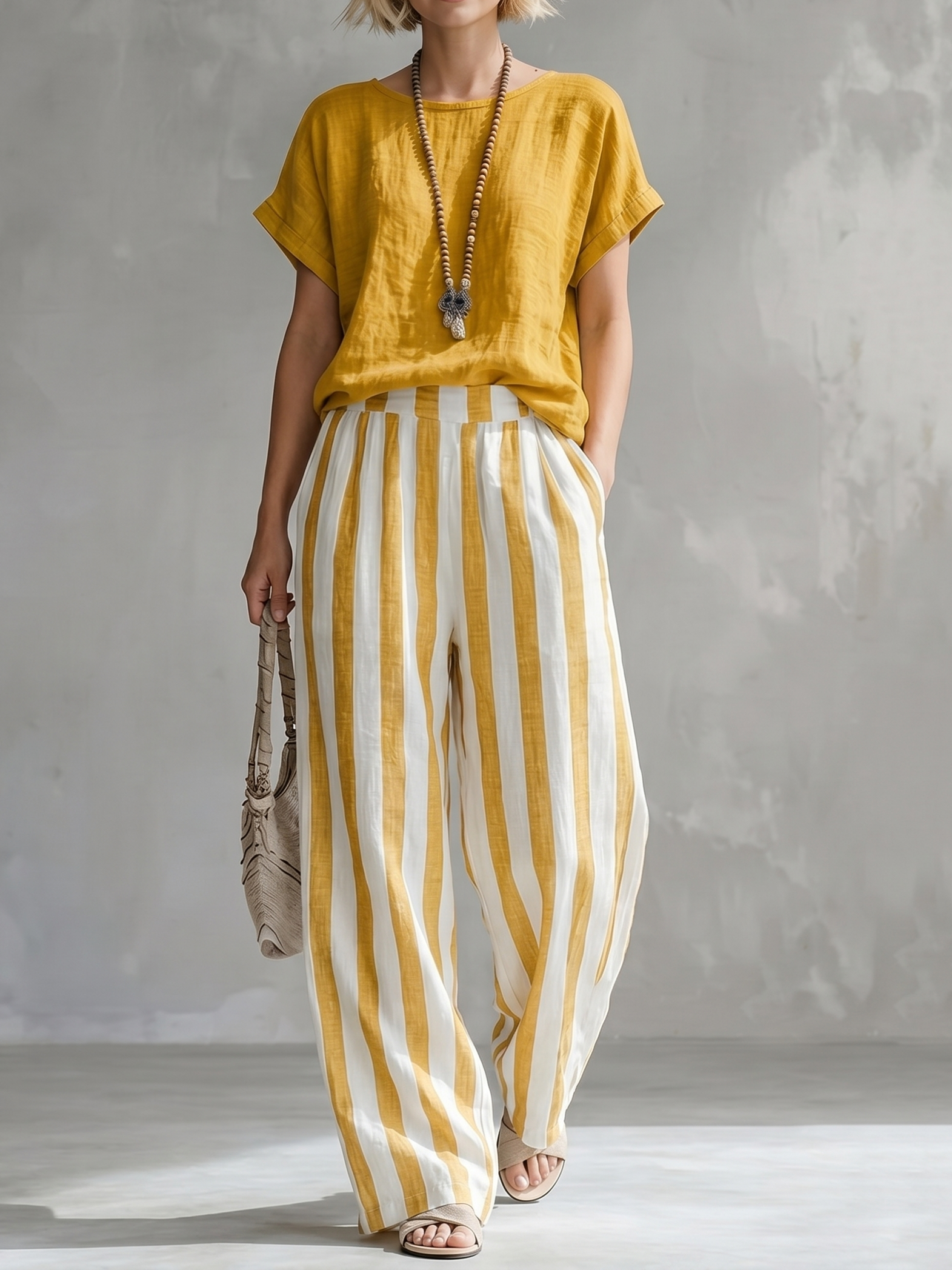 Classic Striped Linen Two-piece Set