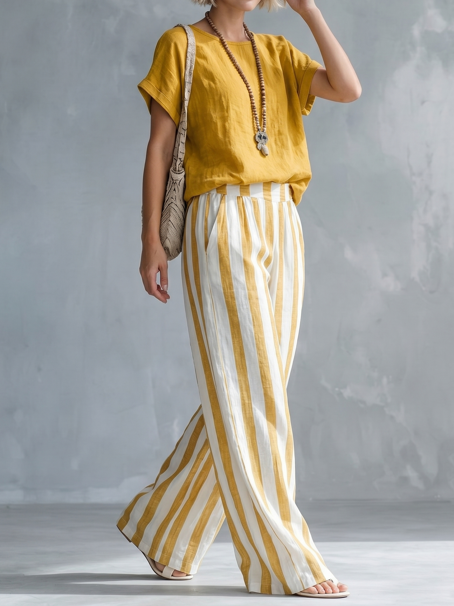 Classic Striped Linen Two-piece Set