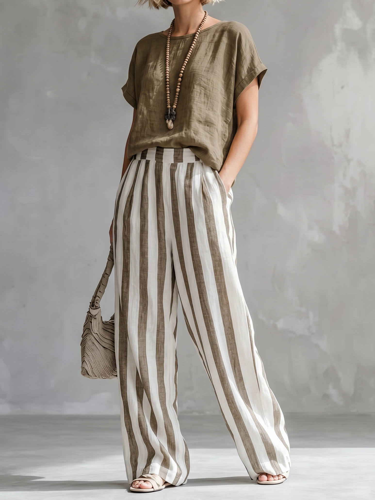Classic Striped Linen Two-piece Set