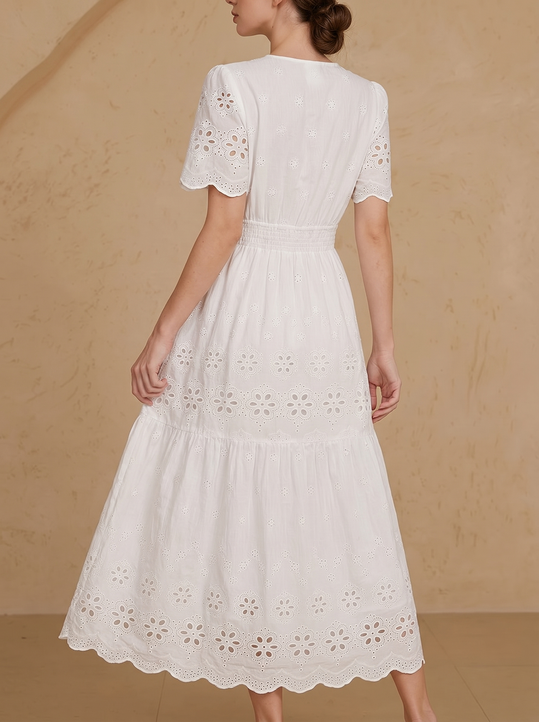 Elegant Spring And Summer Vacation Hollow Embroidered Dress