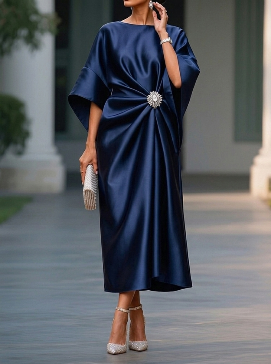 Elegant Solid Color Midi Dress