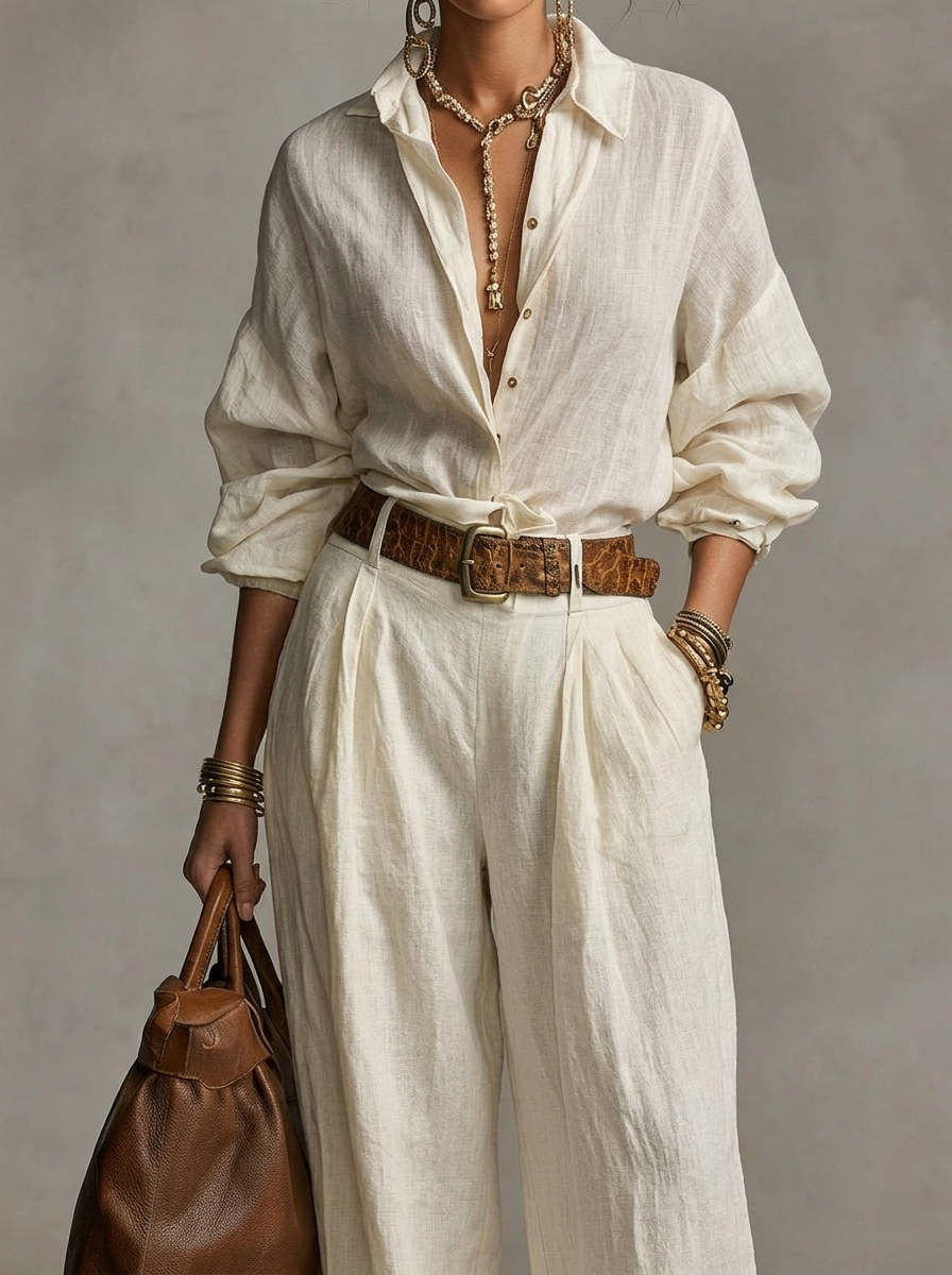 Retro Leisure Linen Leisure Suit