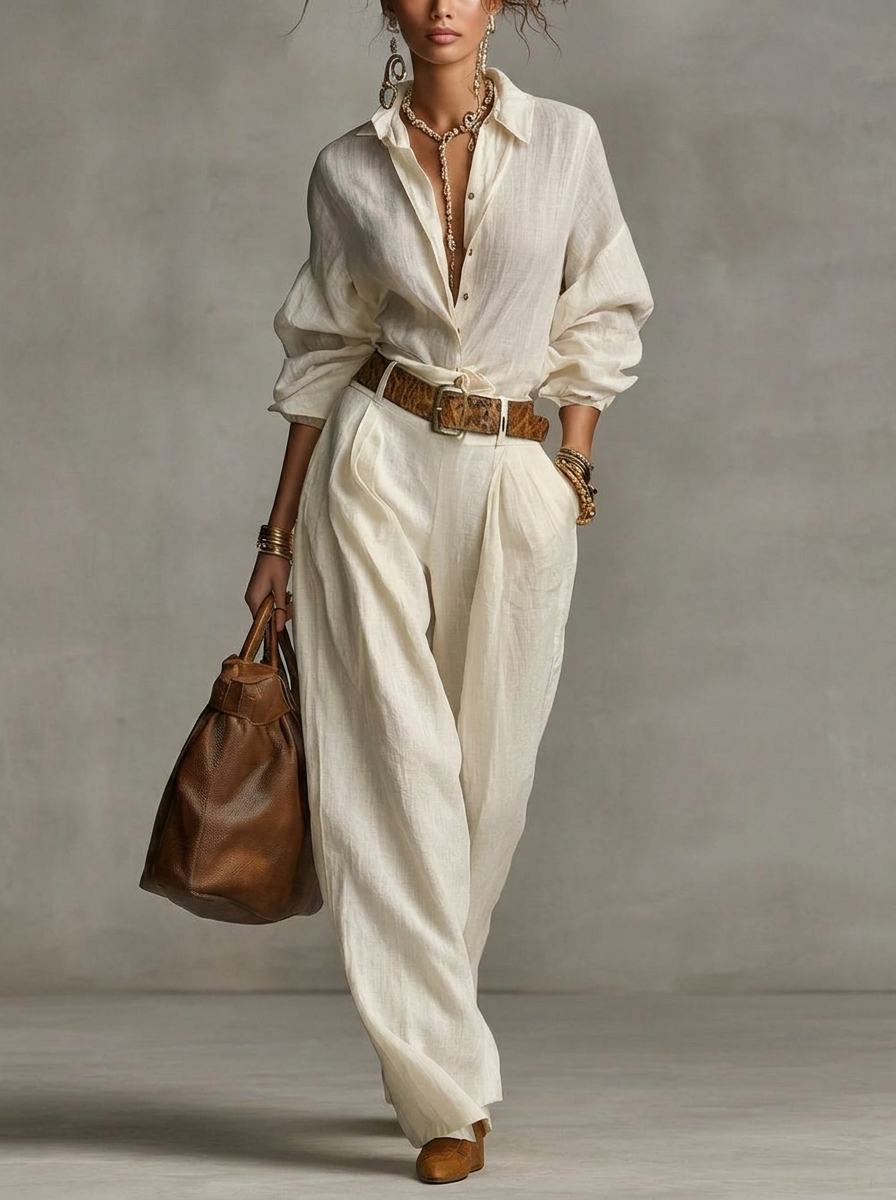 Retro Leisure Linen Leisure Suit
