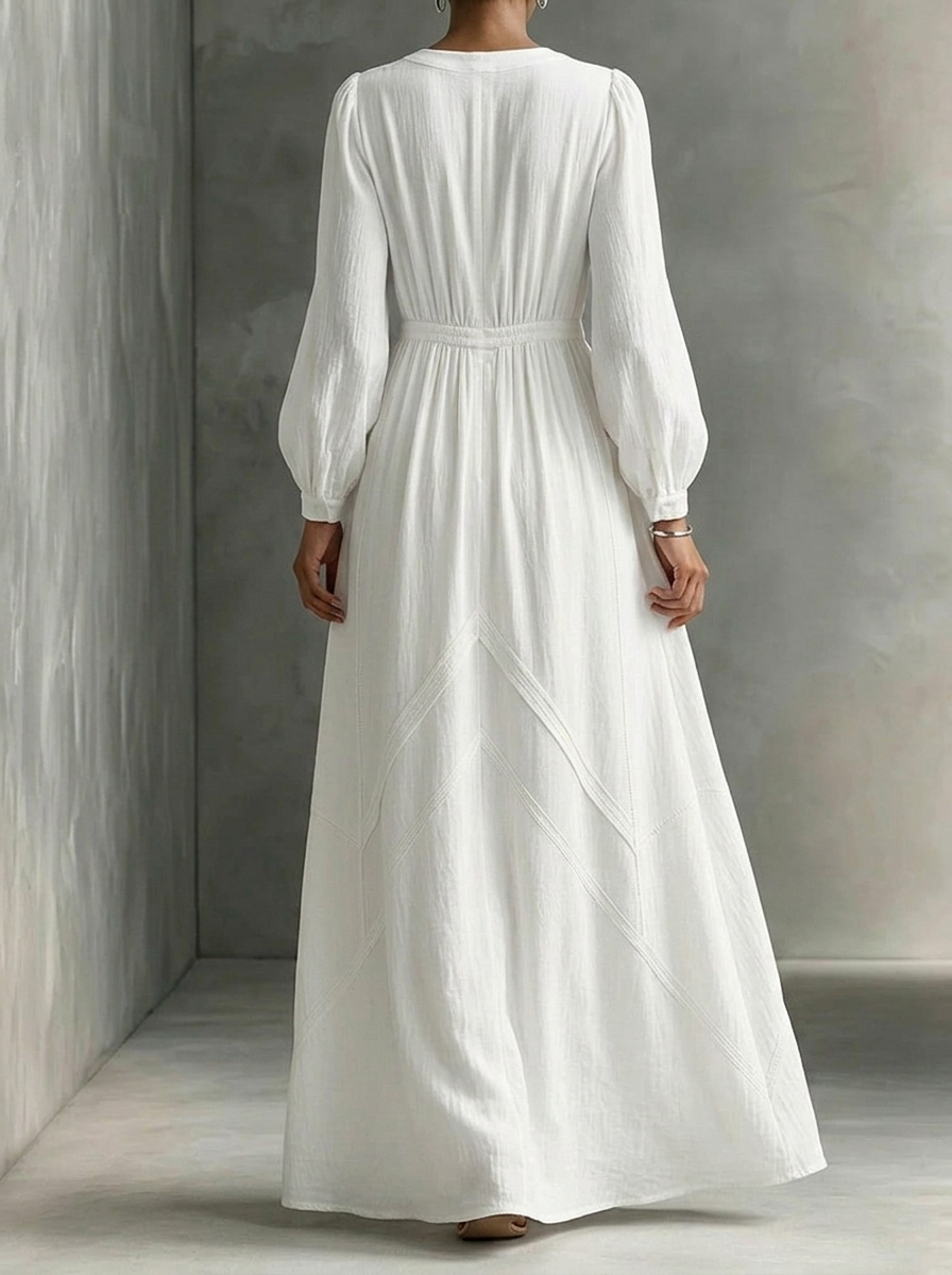 Elegant Three-dimensional Flowers Long Sleeves Dress