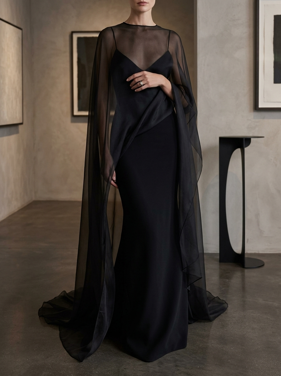 Elegant Thin Sheer Chiffon Sleeveless Shawl 