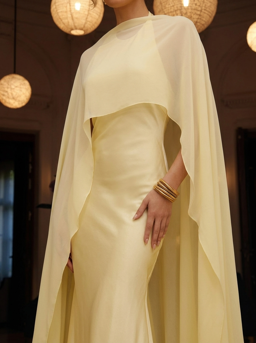 Elegant Thin Sheer Chiffon Sleeveless Shawl 