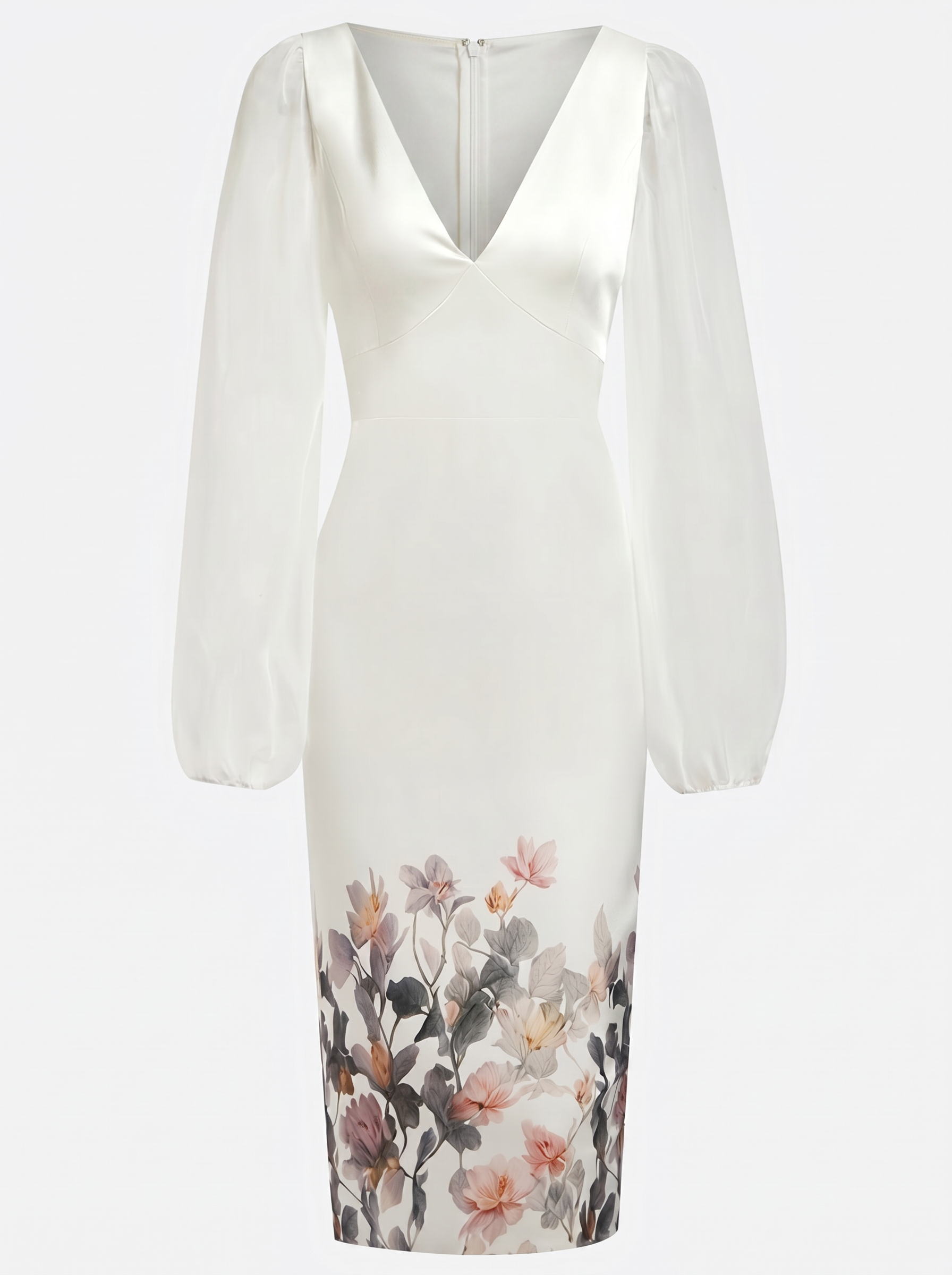 Women's Mesh Spliced V-neck Digital Print Maxi Dress