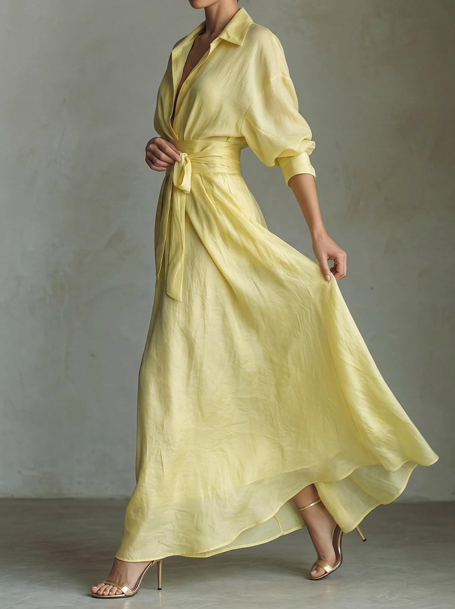 Elegant Retro French Waist Slimming Pleated Dress