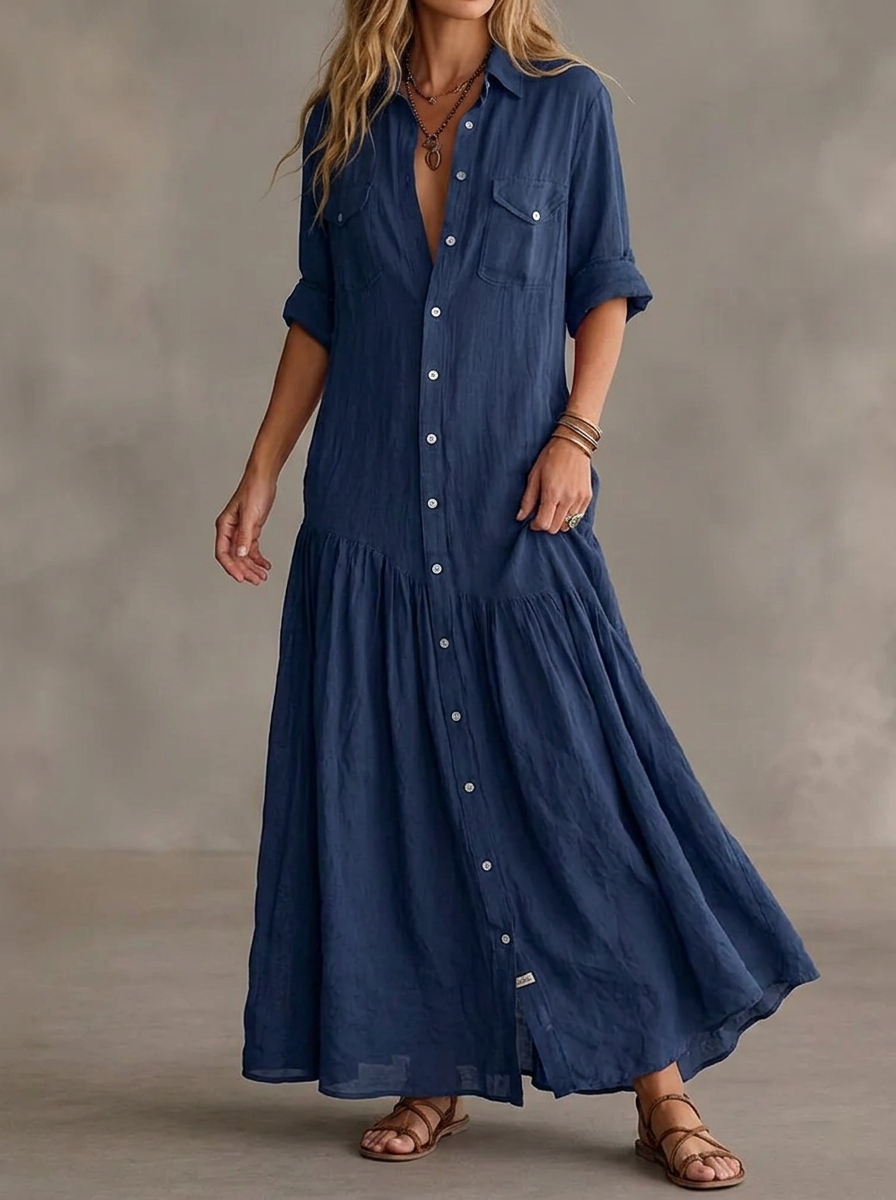 Vacation  Loose  Long Shirt Dress Maxi Dress