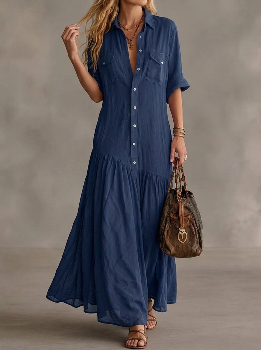 Vacation  Loose  Long Shirt Dress Maxi Dress