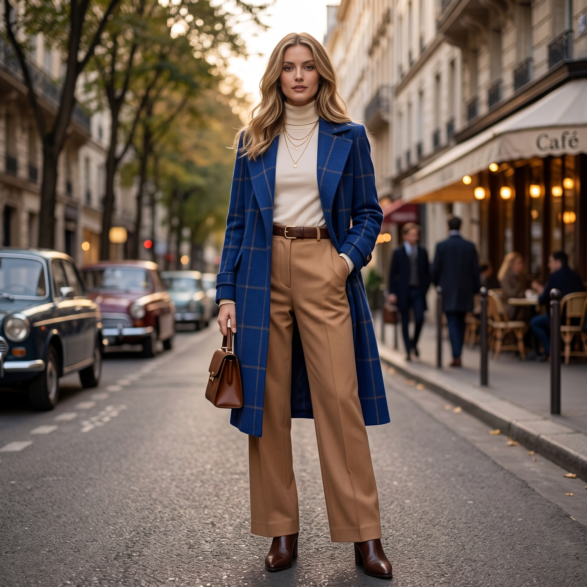 Classy Retro Plaid Lapel Wool Coat